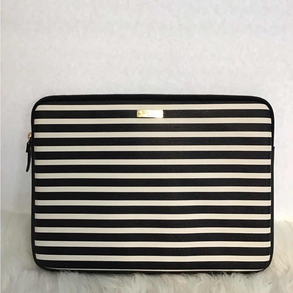 Kate Spade Stripped Universal Laptop Sleeve/case 13x10” With zipper